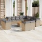 vidaXL 14-tlg. Garten-Sofagarnitur mit Kissen Beige Poly Rattan vidaXL 14-tlg. Garten-Sofagarnitur mit Kissen Beige Poly Rattan