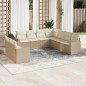 vidaXL 9-tlg. Garten-Sofagarnitur mit Kissen Beige Poly Rattan vidaXL 9-tlg. Garten-Sofagarnitur mit Kissen Beige Poly Rattan