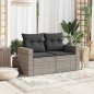 vidaXL Gartensofa 2-Sitzer mit Kissen Grau Poly Rattan vidaXL Gartensofa 2-Sitzer mit Kissen Grau Poly Rattan