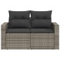 vidaXL Gartensofa 2-Sitzer mit Kissen Grau Poly Rattan vidaXL Gartensofa 2-Sitzer mit Kissen Grau Poly Rattan