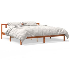 vidaXL Massivholzbett Wachsbraun 200x200 cm Kiefer