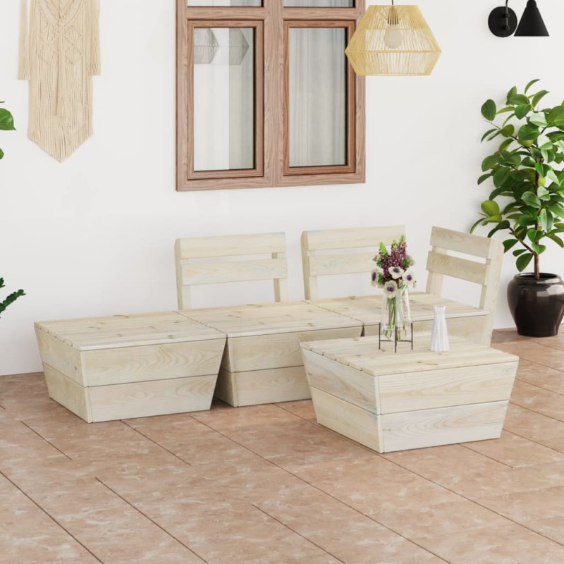 4-tlg. Garten-Paletten-Lounge-Set Imprägniertes Fichtenholz 4-tlg. Garten-Paletten-Lounge-Set Imprägniertes Fichtenholz