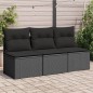 vidaXL Gartensofa mit Kissen 3-Sitzer Schwarz Poly Rattan vidaXL Gartensofa mit Kissen 3-Sitzer Schwarz Poly Rattan