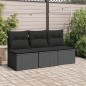 vidaXL Gartensofa mit Kissen 3-Sitzer Schwarz Poly Rattan vidaXL Gartensofa mit Kissen 3-Sitzer Schwarz Poly Rattan