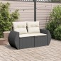 vidaXL Gartensofa mit Kissen 2-Sitzer Schwarz Poly Rattan vidaXL Gartensofa mit Kissen 2-Sitzer Schwarz Poly Rattan