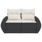 vidaXL Gartensofa mit Kissen 2-Sitzer Schwarz Poly Rattan vidaXL Gartensofa mit Kissen 2-Sitzer Schwarz Poly Rattan