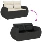 vidaXL Gartensofa mit Kissen 2-Sitzer Schwarz Poly Rattan vidaXL Gartensofa mit Kissen 2-Sitzer Schwarz Poly Rattan