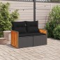 vidaXL Gartensofa mit Kissen 2-Sitzer Schwarz Poly Rattan vidaXL Gartensofa mit Kissen 2-Sitzer Schwarz Poly Rattan