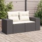 vidaXL Gartensofa mit Kissen 2-Sitzer Schwarz Poly Rattan vidaXL Gartensofa mit Kissen 2-Sitzer Schwarz Poly Rattan