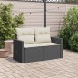 vidaXL Gartensofa mit Kissen 2-Sitzer Schwarz Poly Rattan vidaXL Gartensofa mit Kissen 2-Sitzer Schwarz Poly Rattan
