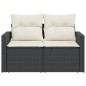 vidaXL Gartensofa mit Kissen 2-Sitzer Schwarz Poly Rattan vidaXL Gartensofa mit Kissen 2-Sitzer Schwarz Poly Rattan