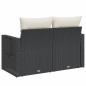 vidaXL Gartensofa mit Kissen 2-Sitzer Schwarz Poly Rattan vidaXL Gartensofa mit Kissen 2-Sitzer Schwarz Poly Rattan