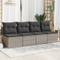 vidaXL Gartensofa mit Kissen 4-Sitzer Grau Poly Rattan vidaXL Gartensofa mit Kissen 4-Sitzer Grau Poly Rattan