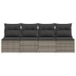 vidaXL Gartensofa mit Kissen 4-Sitzer Grau Poly Rattan vidaXL Gartensofa mit Kissen 4-Sitzer Grau Poly Rattan