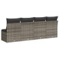 vidaXL Gartensofa mit Kissen 4-Sitzer Grau Poly Rattan vidaXL Gartensofa mit Kissen 4-Sitzer Grau Poly Rattan