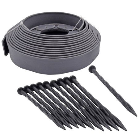 Nature Rasenkanten-Set H5 cm x 10 m mit Erdnägeln Grau