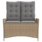 vidaXL Gartenbank Verstellbar mit Kissen Beige Poly Rattan vidaXL Gartenbank Verstellbar mit Kissen Beige Poly Rattan