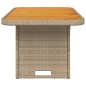 vidaXL Gartentisch Beige 90x55x71 cm Poly Rattan und Akazienholz vidaXL Gartentisch Beige 90x55x71 cm Poly Rattan und Akazienholz