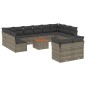 vidaXL 13-tlg. Garten-Sofagarnitur mit Kissen Grau Poly Rattan vidaXL 13-tlg. Garten-Sofagarnitur mit Kissen Grau Poly Rattan