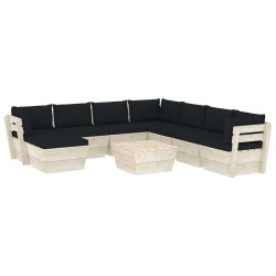vidaXL 9-tlg. Garten-Sofagarnitur aus Paletten mit Kissen Fichtenholz