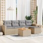 vidaXL 6-tlg. Garten-Sofagarnitur mit Kissen Beige Poly Rattan vidaXL 6-tlg. Garten-Sofagarnitur mit Kissen Beige Poly Rattan