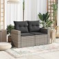 vidaXL Gartensofa 2-Sitzer mit Kissen Grau Poly Rattan vidaXL Gartensofa 2-Sitzer mit Kissen Grau Poly Rattan