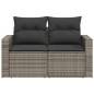 vidaXL Gartensofa 2-Sitzer mit Kissen Grau Poly Rattan vidaXL Gartensofa 2-Sitzer mit Kissen Grau Poly Rattan