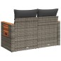 vidaXL Gartensofa 2-Sitzer mit Kissen Grau Poly Rattan vidaXL Gartensofa 2-Sitzer mit Kissen Grau Poly Rattan