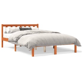 vidaXL Massivholzbett Wachsbraun 135x190 cm Kiefer