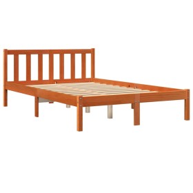 vidaXL Massivholzbett Wachsbraun 135x190 cm Kiefer