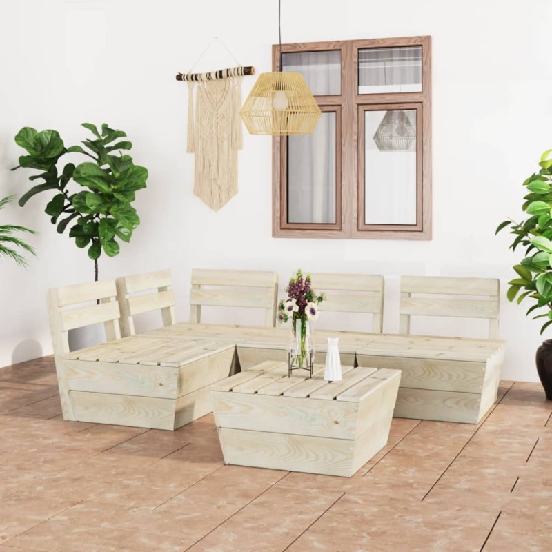 5-tlg. Garten-Paletten-Lounge-Set Imprägniertes Fichtenholz 5-tlg. Garten-Paletten-Lounge-Set Imprägniertes Fichtenholz