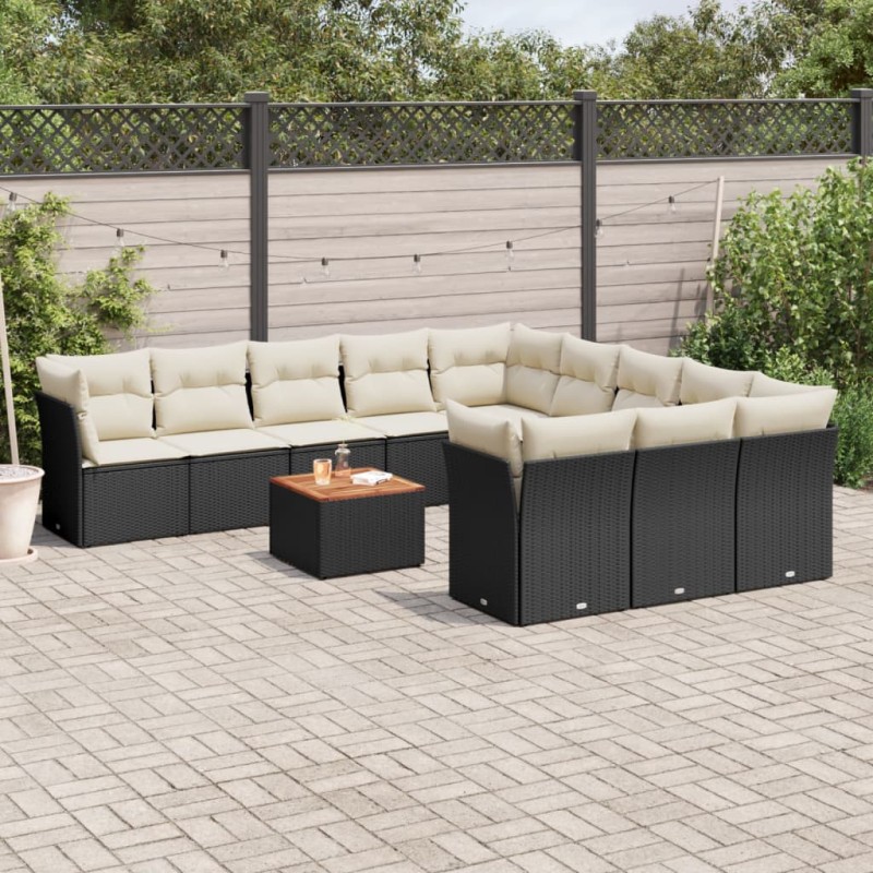 vidaXL 12-tlg. Garten-Sofagarnitur mit Kissen Schwarz Poly Rattan vidaXL 12-tlg. Garten-Sofagarnitur mit Kissen Schwarz Poly Rattan