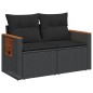 vidaXL Gartensofa mit Kissen 2-Sitzer Schwarz Poly Rattan vidaXL Gartensofa mit Kissen 2-Sitzer Schwarz Poly Rattan