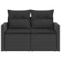 vidaXL Gartensofa mit Kissen 2-Sitzer Schwarz Poly Rattan vidaXL Gartensofa mit Kissen 2-Sitzer Schwarz Poly Rattan