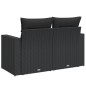 vidaXL Gartensofa mit Kissen 2-Sitzer Schwarz Poly Rattan vidaXL Gartensofa mit Kissen 2-Sitzer Schwarz Poly Rattan