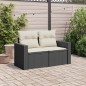 vidaXL Gartensofa mit Kissen 2-Sitzer Schwarz Poly Rattan vidaXL Gartensofa mit Kissen 2-Sitzer Schwarz Poly Rattan