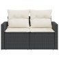vidaXL Gartensofa mit Kissen 2-Sitzer Schwarz Poly Rattan vidaXL Gartensofa mit Kissen 2-Sitzer Schwarz Poly Rattan