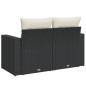 vidaXL Gartensofa mit Kissen 2-Sitzer Schwarz Poly Rattan vidaXL Gartensofa mit Kissen 2-Sitzer Schwarz Poly Rattan