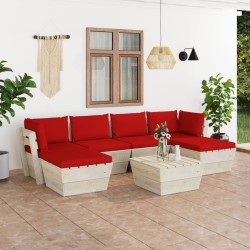 vidaXL 7-tlg. Garten-Sofagarnitur aus Paletten mit Kissen Fichtenholz
