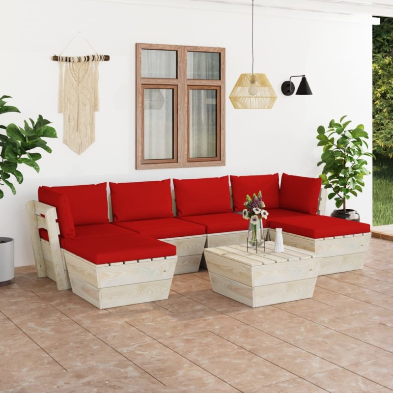 vidaXL 7-tlg. Garten-Sofagarnitur aus Paletten mit Kissen Fichtenholz vidaXL 7-tlg. Garten-Sofagarnitur aus Paletten mit Kissen Fichtenholz