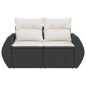 vidaXL Gartensofa mit Kissen 2-Sitzer Schwarz Poly Rattan vidaXL Gartensofa mit Kissen 2-Sitzer Schwarz Poly Rattan