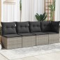 vidaXL Gartensofa mit Kissen 4-Sitzer Grau Poly Rattan vidaXL Gartensofa mit Kissen 4-Sitzer Grau Poly Rattan