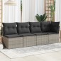 vidaXL Gartensofa mit Kissen 4-Sitzer Grau Poly Rattan vidaXL Gartensofa mit Kissen 4-Sitzer Grau Poly Rattan