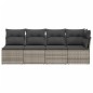 vidaXL Gartensofa mit Kissen 4-Sitzer Grau Poly Rattan vidaXL Gartensofa mit Kissen 4-Sitzer Grau Poly Rattan