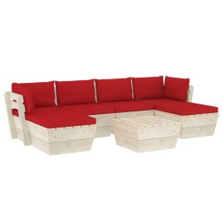 vidaXL 7-tlg. Garten-Sofagarnitur aus Paletten mit Kissen Fichtenholz
