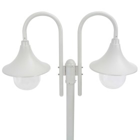vidaXL Garten-Pollerleuchte E27 220 cm Aluminium 2-Laterne Weiß 