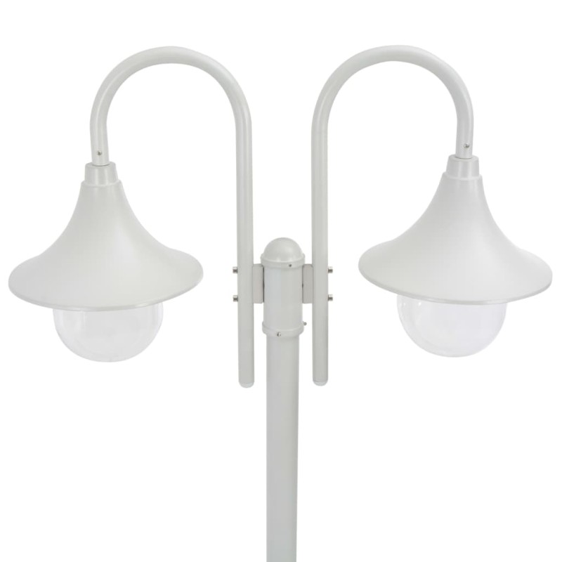 vidaXL Garten-Pollerleuchte E27 220 cm Aluminium 2-Laterne Weiß vidaXL Garten-Pollerleuchte E27 220 cm Aluminium 2-Laterne Weiß