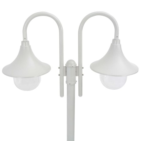 vidaXL Garten-Pollerleuchte E27 220 cm Aluminium 2-Laterne Weiß 