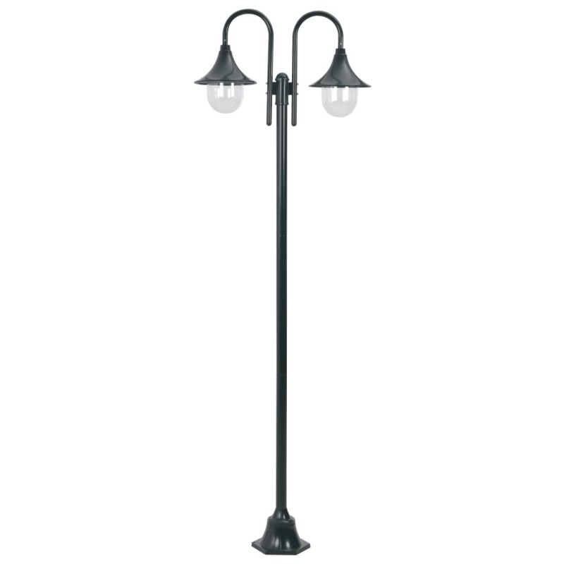 vidaXL Garten-Pollerleuchte E27 220 cm Aluminium 2-Laterne Dunkelgrün vidaXL Garten-Pollerleuchte E27 220 cm Aluminium 2-Laterne Dunkelgrün