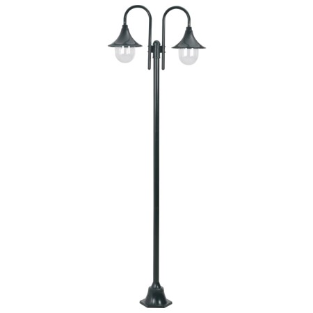 vidaXL Garten-Pollerleuchte E27 220 cm Aluminium 2-Laterne Dunkelgrün 
